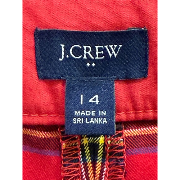 J.Crew Red Tartan Plaid Cropped Straight Pants Size 14 Stretch - Picture 8 of 10